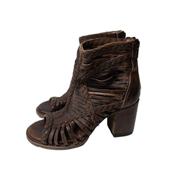 Freebird Bela Leather Braided Boho Heeled Boot SZ 6 Dark Brown Western - Picture 2 of 14